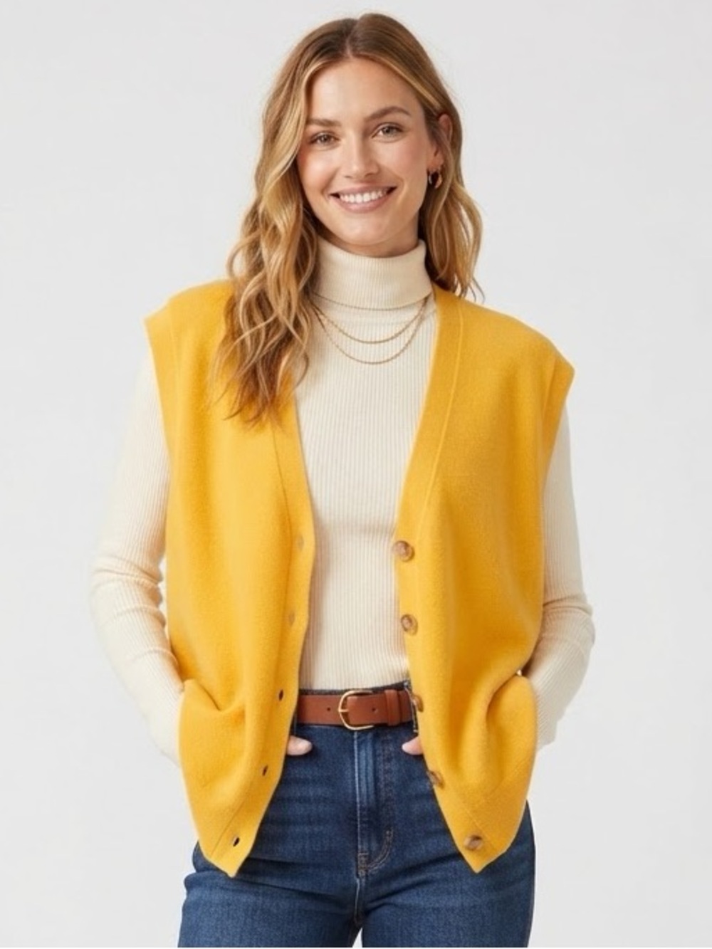 Maeve Oversized Muscle Sweater Vest in Sherbet Orange
